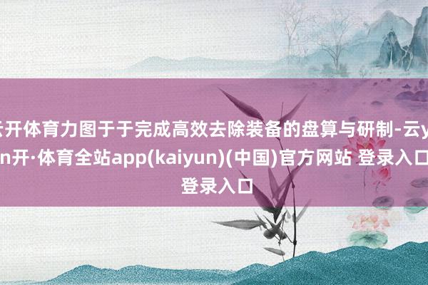 云开体育力图于于完成高效去除装备的盘算与研制-云yun开·体育全站app(kaiyun)(中国)官方网站 登录入口