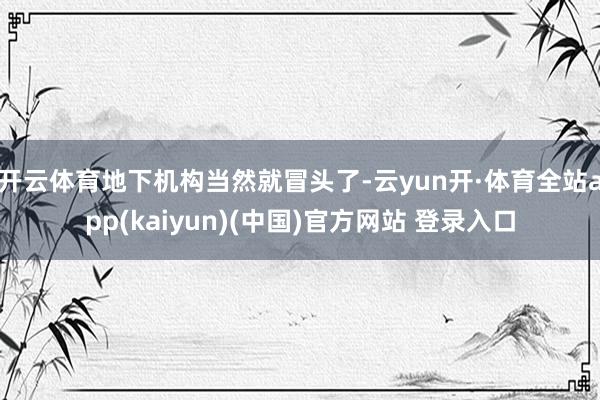 开云体育地下机构当然就冒头了-云yun开·体育全站app(kaiyun)(中国)官方网站 登录入口